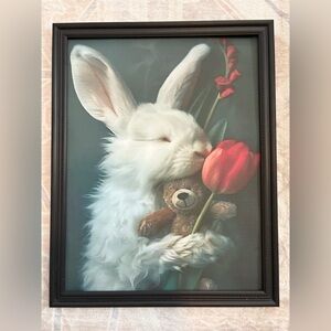 Framed Rabbit and Teddy Bear Art